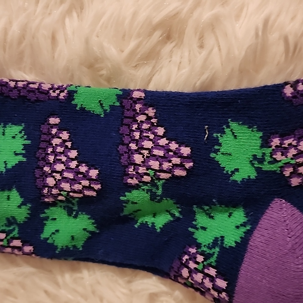 Aksels Purple and Green Grape Pattern Socks Brand New One Size Fits Most - Picture 5 of 5